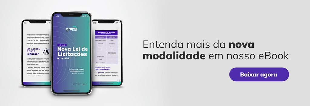 banner cinza com celulares ilustrando o e-book da Nova Lei de Licitação: Entenda mais da nova modalidade em nosso eBook.