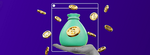 Mão segurando um saquinho de moedas, representando o adiantamento de pagamento.