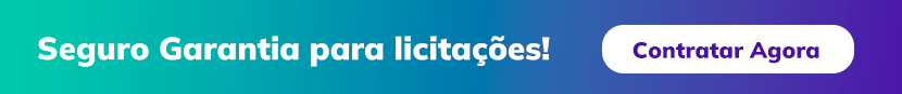 Banner "Seguro Garantia para licitações", botão "Contratar agora". 